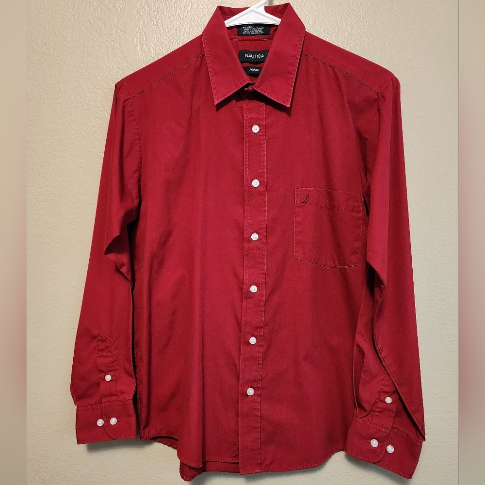 Red Long-sleeve Button-down Shirt